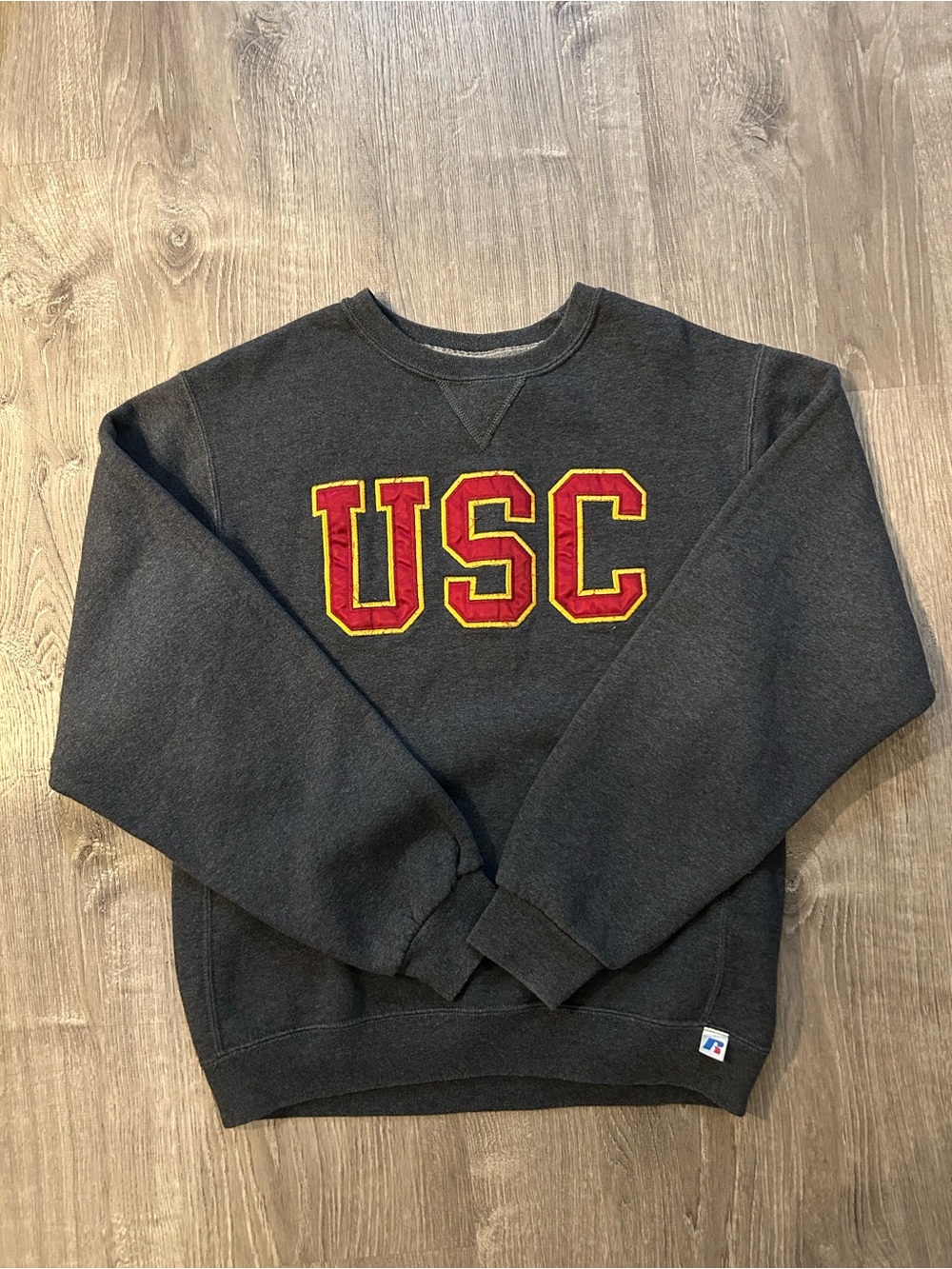VTG Russell Athletic Dark Gray Crewneck with Red & Gold USC Letters